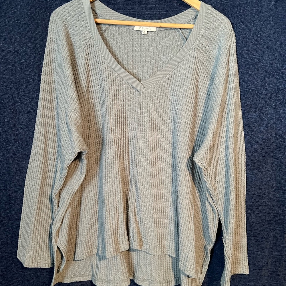 Z Supply Heather Gray Waffle Knit Top